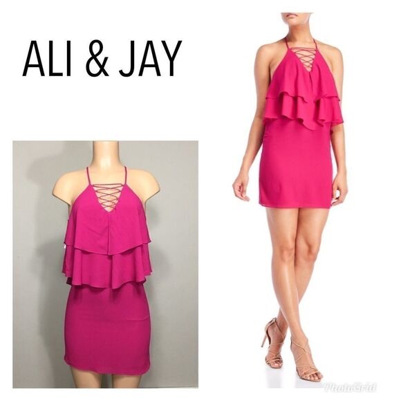 Ali & jay fushia flounce dress. NWT - Picture 3 of 8